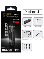 NITECORE EDC37 Tactical Strong Light Flashlight Type-C Rechargeable Outdoor Mini Flashlight