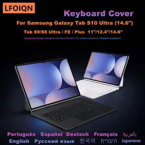 LFOIQN Book Cover Keyboard Slim For Samsung Galaxy Tab S10 Ultra 14.6 inch S11 S9 S8 S7 FE 12.4 11 S
