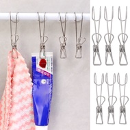 Long Tail Clip Hanger with Hook To Dry Clothes/ Kitchen Organizer Pegs Clothing Socks Metal Clamp/ Stainless Steel Clothes Pegs/ Multipurpos Bathroom Towel Hook Clip