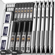 Nicpro 22PCS Metal Mechanical Pencil Set in Case, Art Drafting Pencil 0.5, 0.7, 0.9 mm & 2 PCS 2mm M