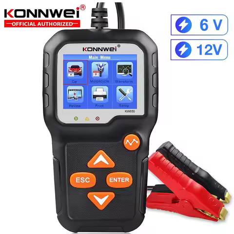 2025 KONNWEI KW650 6V 12V Car Battery Tester,100-2000CCA Automotive Battery & Alternator Tester for 