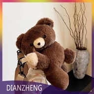 DIANZHENG Phụ nữ dễ thương chút gấu nâu Vai Túi cô gái cá tính phim hoạt hình búp bê sang trọng Ba L
