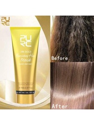 Purc 24k金燻製滋養髮膜神奇平滑拉直專業角蛋白髮護理產品,適用於女士