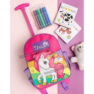 Most Wanted 99 BAGS Kindergarten or Preschool Trolley Push Bags for Girls with Beautiful Rainbow Hor