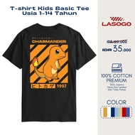 Lasogo boys girls clothes T-shirts 1-12 years unique Charmander Cotton Combed 30s Boys Clothes Tops 