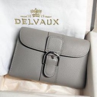 DELVAUX Brillant Compact Wallet 全新 馬蹄釦粒纹小牛皮中夾(附零錢包/灰色) 