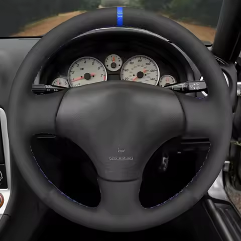 Black Suede Leather Braid Car Steering Wheel Cover For Mazda MX-5 MX5 Miata NB 1998-2005 RX-7 RX7 19