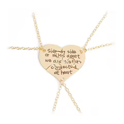 3pcs Sisters Necklace Heart-shaped We Are Sisters Connected at Heart Stitching Pendant Necklace Jewe