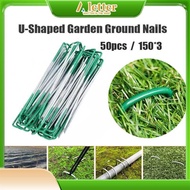 50pcs U-Shaped Garden Ground Nails,Metal U-Shaped Garden Grass Staples,Galvanised Lawn Fixing Nails