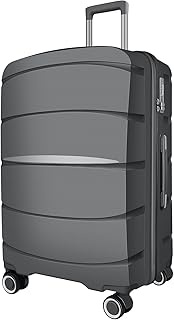 20 Inch Carry-On Luggage 22x14x9 Airline Approved, PP Suitcase with Spinner Wheels…, Dark Gray, 20 I