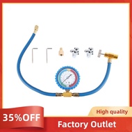 R134A Refrigerator Freon Recharge Hose Kit, R134A AC Refrigerant Charging Hose Gauge, Piercing Valve