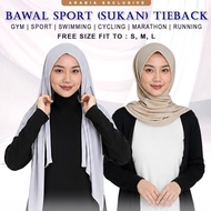 Hot'Tudung Sports Bawal Sukan Tie back Instant Tali Floise ironless sport / gym / swimming/ Marathon
