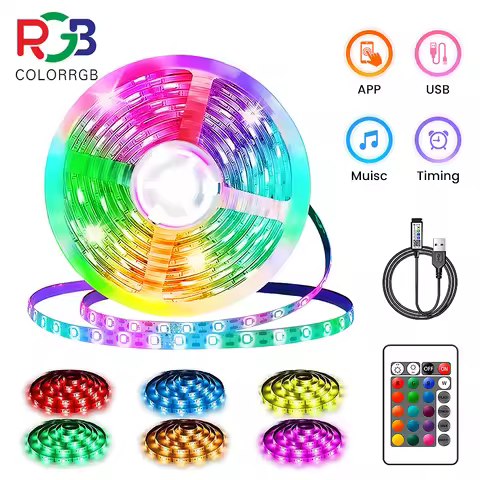 USB LED Strip light ,Smart APP +22 KEY Remote, RGB Color ,Music Sync, RGB Led Strip Lights USB TV Li