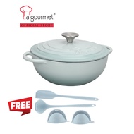 La gourmet Amoura Cast Iron Casserole (IH) + Free Silicone Grip Ladle & Spatula (Assorted Sizes)