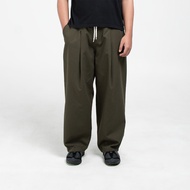Baggy Canvas Trousers Dark Olive by Money Alter Canvas Baggy Pants/