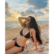 Bikini Set Women swimwear 2-piece set with side straps, swimsuit top and pants, simple swimwear Camp