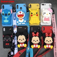 Samsung Galaxy A20 A30 A8S A7 A9 J8 A6+ Plus 2018 Case Hello Kitty Mickey Stitch Wallet Purse Cartoon Zipper Cover