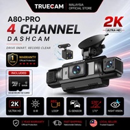 TrueCam A80-PRO 2K Ultra HD WiFi Dashcam 4 Channel Camera Front Rear Left Right With Night Vision Pa