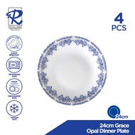 Royal Dine 4pcs 24cm Grace Opal Dinner Plate Set Decorated Tempered Opal Dinnerware Set CROY670