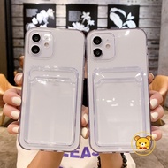 Transparent CardHolder Phone Case For Vivo Y02 Y02A Y02T Y16 Y35 Y22 Y22S Y01 Y15S Y15A Y75 Y55 5G Y73 Casing Clear Card Slot Wallet Can Put Photos of idols Cases Soft TPU Covers