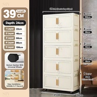 SIV 39-65cm(W)  2/3/4/5 Layers Foldable Storage Cabinet Double Doors Storage Box Stackable Storage B