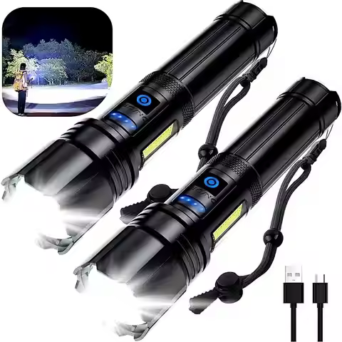 Rechargeable XHP90 Led Flashlight 10000 High Lumens Tactical Light Waterproof Zoomable 7 Mode Campin