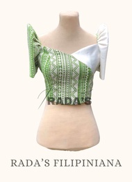 Ethnic Modern Filipiniana with Ruffles Skirt Olive Green