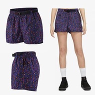 Nike ACG 女款 戶外 尼龍 短褲 藍 紅 花花 圖騰 膝上褲 女運動 登山 短褲 現貨 二手 近全新 尺寸 M