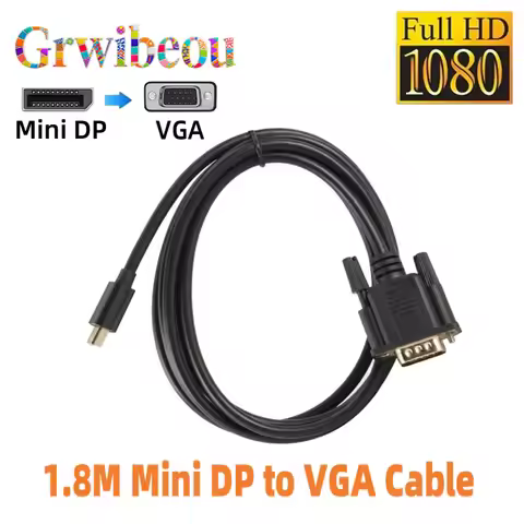 Mini DisplayPort to VGA Cable 1.8m DP to VGA Adapter Converter Cable DP Male to VGA Male 1080P For H