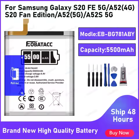 EOATABACC Brand New EB-BG781ABY 5500mAh Replacement Battery For Samsung Galaxy S20 FE 5G SM-G781 A52