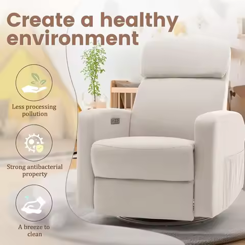 Power Swivel Recliner Chairs for Adults, Electric Glider Rocking Chair Nursery, Glider Recliner Nurs