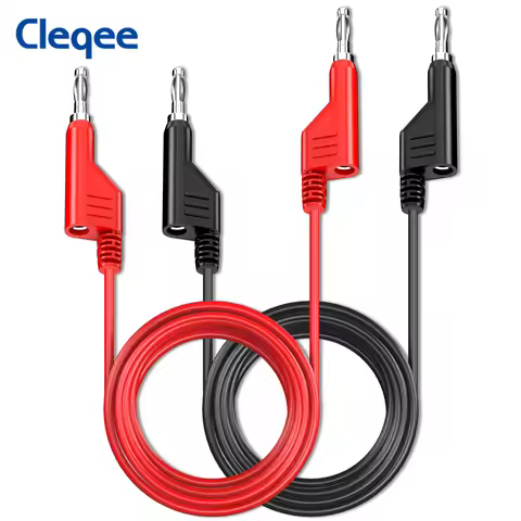 Cleqee P1036 2PCS Dual 4mm Stackable Banana Plug Multimeter Test Leads 1m/2m/3m Electrical Test Cabl