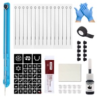 Handmade Tattoo Pen Kit with 1RL3RL5RL Tattoo Needles Tattoo Ink Pattern Model Complete DIY Practice