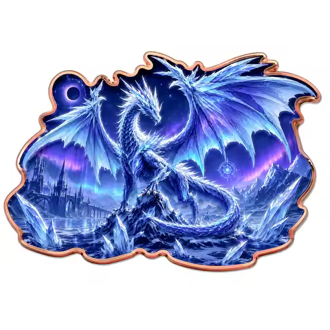 Fantasy Ice Dragon Irregular 5 Oz Fine Copper Coin Aurora Ice Castle Commemorative Medal Collectible