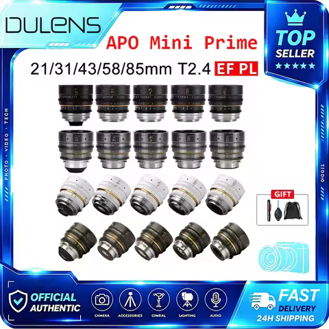 DULENS APO Mini Prime Lens 21mm T2.6 31mm 43mm 58mm 85mm T2.4 Full Frame Manual Focus Prime Cinema L