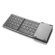 Portable Mini Three Folding Bluetooth Keyboard 64 Keys Wireless Foldable Touchpad Keypad for IOS Android iPad Tablet