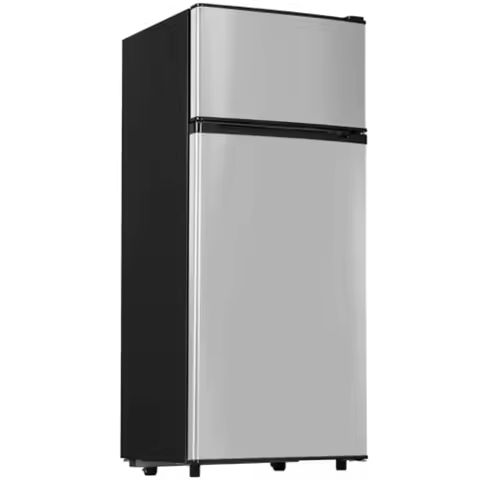 Mini fridge for bedroom/apartment/dorm/office, stainless steel, black, 4.5 cu.ft with freezer, 7-lev