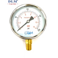 BRAND DLM  4" ( O/D ) x 3/8" x 200PSI PRESSURE GAUGE