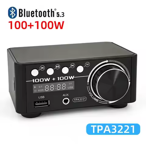 Bluetooth 5.3 TPA3221 Class D Power Mini Amplifier 2.0 Digital Amplifier 100Wx2 200W Home Audio Syst