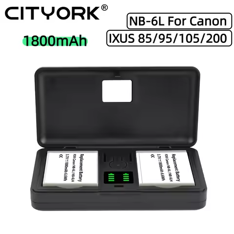 1800mAh NB-6L Battery For Canon IXUS 210 / 200 / 105 / 95 / 85 IS,S90 S110 SX170 SX270,With 2-Slots 