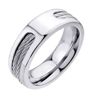 555jewelry แหวนสแตนเลส สตีล เพิ่มความเท่ด้วยสายเชือกสแตนเลส ดีไซน์เท่ รุ่น 555-R109 - แหวนผู้ชาย แหวนแฟชั่น (R17)