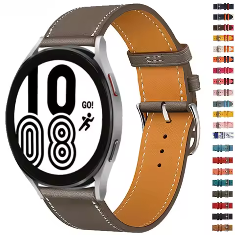 20mm 22mm Leather Band For Samsung Galaxy watch 4/Classic/5/46mm/42mm/Active 2/3/Huawei GT-2-3 Pro B