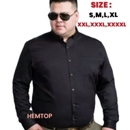 KEMEJA Men's black long-sleeved shirt Black shirt Men's jumbo sizeBIG Men's jumbo black shirt Black 