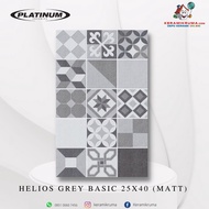 Keramik Dinding Platinum 25x40 Helios Grey Matt Embossed Kasar