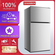 SHANBEN Two doors small 4.8Cu ft refrigerator chilled frozen home dormitory office rental apartment