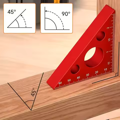 Woodworking Square Aluminum Alloy Triangle Ruler | Precision 45/90 Degree Metric Scale Dual Metric/I