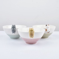 Creative Creative Ceramic Shaped Bowl Japanese Cute Three-Dimensional Cat Climbing Bowl Cat Rice Bow