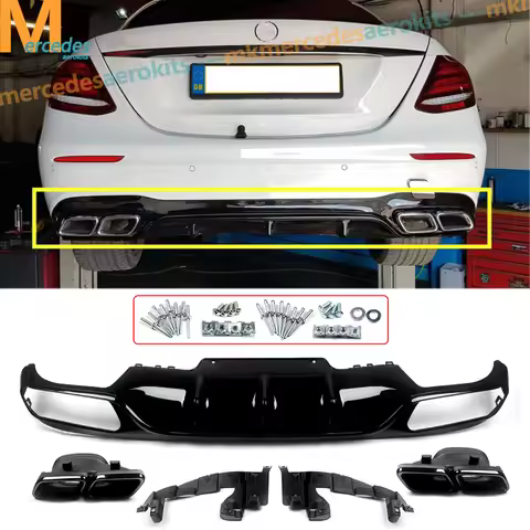 Rear Bumper Diffuser Lip for 2017-2020 Mercedes Benz W213 E200 E300 E250 Standard E63 Style with Tai