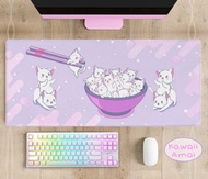 Cute purple Desk Mat, Kawaii Mousepad bunny, Purple cats Large desk mat, Anime desk accessory, Japanese Extra large keyboard mat MP167