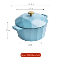 【จัดส่งภายใน 24 ชม】21cm Nonstick Ceramic Dutch Oven Pot with Lid หม้อเคลือบ สีฟ้า One